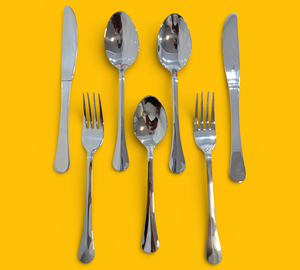 Ensemble de couverts modernes en acier inoxydable, finition miroir - Product Image 3