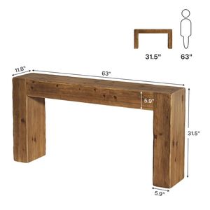 Consolle in Legno Massello, Elegante Tavolo da Ingresso e Tavolino da Divano - Product Image 6