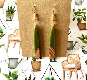 <b>Resin</b> & Wood Fashion Statement Earrings Handmade Natural Wooden Jewelry Elegant Drop Earrings for Women Party - Product Image 2