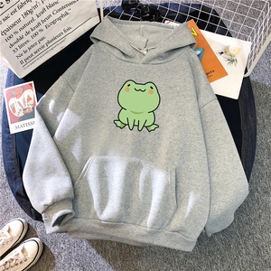 เสื้อสเวตเตอร์ลายการ์ตูนรูปกบ เสื้อผ้าแขนยาวมีฮู้ดสำหรับเด็กผู้หญิง เสื้อฮู้ดขนแกะสำหรับฤดูหนาว มีกระเป๋าเสื้อสีเขียว - Product Image 5
