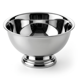 Grand saladier en acier inoxydable poli miroir, élégant seau à champagne en métal, bols à fruits sur pied de qualité alimentaire - Product Image 1