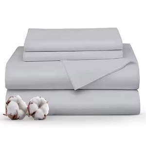 Customized High Quality Breathable Waterproof Durable Cotton Solid Hotel <b>Flat</b> Fitted Sheet Set with <b>Pillow</b> Cases - Product Image 1