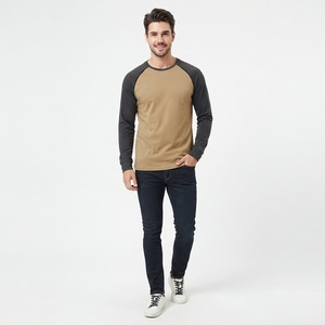 OEM/ODM Private Label Men Long Sleeve <b>Raglan</b> Tee Custom Logo Casual Sportswear Cotton Blend <b>Tops</b> - Product Image 6
