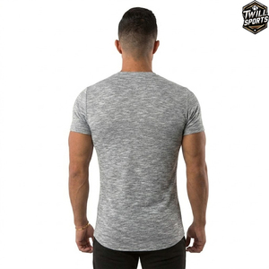 <b>Men</b>’s Slim Fit Heather Grey T-Shirt – Lightweight Breathable <b>Stretch</b> Fabric Casual Crew Neck Short Sleeve Tee for Gym Fitness - Product Image 2