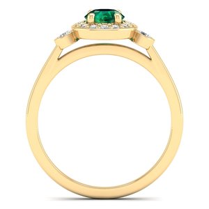 Anillo Halo REYES de Plata de Ley 925 de Alta Calidad con Esmeralda de Corte Redondo de 0.5 Quilates para Mujer, Joyería de Moissanita con Certificación GRA - Product Image 4