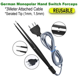 Pinces électrochirurgicales monopôlaire réutilisables de qualité allemande avec interrupteur manuel, câble de 3 m, pointe dentelée 1,0 mm 1,5 mm - Product Image 1