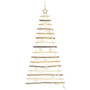 Árbol de Navidad de Madera de Fresno Maciza con 80 Luces LED de 59.06 Pulgadas, Luces de Navidad Naturales - Product Image 2