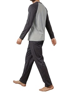 Ensemble de pyjama pour homme en coton tricoté 100% - 180g - 2 pièces - Manches longues - Pantalon long - Respirant - Vêtements de détente thermiques - Bangladesh - Product Image 3