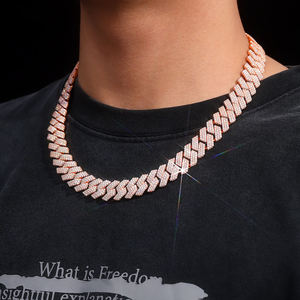 Luxury Rose Gold Chevron Link Hip Hop Chain Iced Out <b>Statement</b> <b>Necklace</b> for Men Women Premium Fashion Jewelry Style - Product Image 1