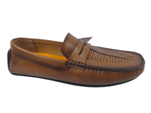 Mocasines de Gamuza Marrón Tabaco con Punta Redonda, Sin Cordones, Suela de Goma Acolchada, Color Sólido, para Todas las Temporadas, Decoración Metálica, Logotipo Grabado - Product Image 5