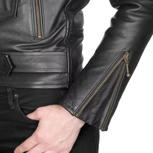 Blouson en cuir pour femme grande taille, coupe ajustée, zippé, léger, court, style motard, avec revers - Product Image 5