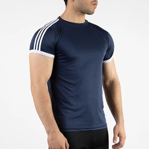 Camiseta Deportiva de Manga Corta Azul Marino para Hombre, Tejida, de Secado Rápido, Diseño Sólido, Corte Regular - Product Image 3