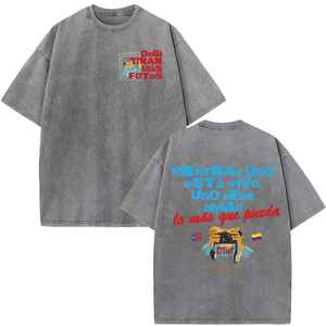 T-shirt vintage décontracté pour homme en jersey de coton respirant à manches courtes et coupe oversize, avec imprimé grenouille et texte, col rond - Product Image 4