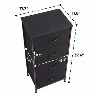 Commode moderne en tissu avec structure métallique et plateau en bois massif, organisateur de rangement à 2/4 tiroirs pour chambre à coucher - Product Image 2