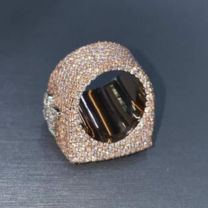 Bague de championnat numéro seize en argent 925 plaqué or rose, sertie de diamants Moissanite, bijou statement hip-hop, cadeau - Product Image 1