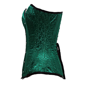 Vintage Emerald Green Brocade Women Corset Set Jacquard Bustier Top Strapless Sweetheart Neckline Women Core Set Green Jacquard - Product Image 3