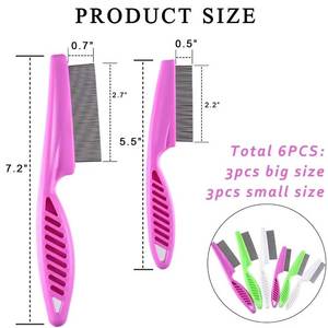 Juego de peines de plástico de dientes finos para el cuidado y peinado del cabello con mango de agarre cómodo en colores rosa, verde y blanco - Product Image 2