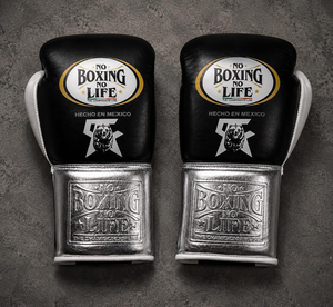 No Boxing No Life <b>Leather</b> Boxing <b>Gloves</b> Black Silver Lace-Up Wrist Adjustable for Adults Breathable Training Gear - Product Image 6