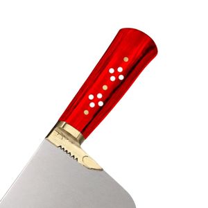 Couteau à viande robuste PK-DR, manche en bois rouge, lame courbée argentée, poignée rivetée avec embout doré, couteau de boucher pour couper la viande - Product Image 2