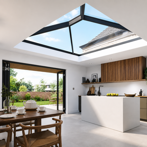 Modern Pyramid Glass Skylight Roof with Black Aluminum <b>Frame</b> Natural Daylighting System <b>for</b> Residential Kitchen Interior - Product Image 2