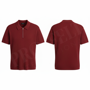 Polo à manches courtes côtelé 100% polyester de qualité supérieure avec col zippé, confortable et décontracté, OEM ODM, polos tendance - Product Image 6