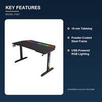 Bureau d'ordinateur de jeu moderne RGB avec éclairage arrière et des pieds lumineux en bois pour l'e-sport, le bureau à domicile, l'école, la villa, les projets commerciaux