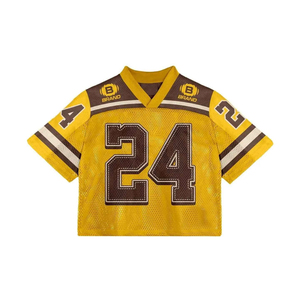 Custom Manufacturer American Vintage Football Jerseys Oversized Knitted Mesh V-Neck Crop Mesh Football Jersey Sportswear Adults - Product Image 1