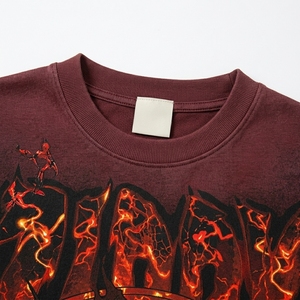 Camiseta de Manga Larga con Cuello Redondo para Hombre, Doble Capa, Estampado Serigrafiado, Efecto Desgastado, Estilo Vintage, Logotipo Personalizado, 100% Algodón, Talla Grande - Product Image 2