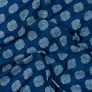 Organic 120gsm Pure Cotton Woven Fabric Hand Block Print Design Indigo Dot Tea Concept Stylish <b>Lightweight</b> <b>Curtains</b> Covers - Product Image 6