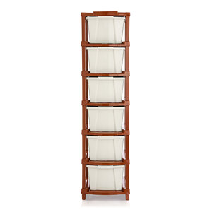 Meuble de rangement moderne et durable à 6 tiroirs pour vêtements, étagère autoportante en plastique pour salon - Product Image 2
