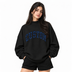 Sudadera Oversize de Cuello Alto para Mujer, Ligera de Forro Polar, Ajuste Relajado, Manga Larga, Puños Acanalados, Venta al por Mayor, Fabricante - Product Image 1