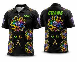 เสื้อโปโลแบบกำหนดเองสำหรับผู้ชาย สีดำขาว พิมพ์ลายอเมริกัน แห้งเร็ว แขนสั้น ดีไซน์สปอร์ต ปักชื่อและโลโก้ได้ - Product Image 1