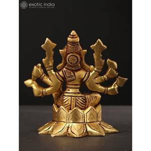 Escultura Artesanal de Metal de la Diosa Varahi de Ocho Brazos, de 4 Pulgadas, Hecha a Mano en India, para Decoración del Hogar, Templo o Regalo - Product Image 4