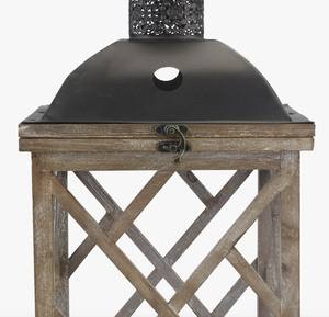 Farol de Madera Cuadrado Natural con Paneles de Vidrio, Portavelas Rústico Hecho a Mano para Decoración del Hogar, Navidad, Pascua, Bodas - Product Image 3