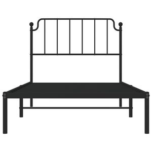 Cadre de lit double en acier noir avec revêtement poudré, lit rectangulaire en métal - Product Image 5