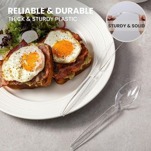 240 cuillères jetables en plastique transparent résistant à la chaleur, sans BPA, extra résistantes, solides, durables, de qualité supérieure - Product Image 2