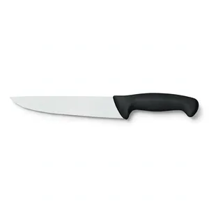Couteau de chef classique de 8 pouces, manche incurvé noir, lame argentée unie, pour cuisines domestiques, découpe, hachage et préparation des aliments - Product Image 4