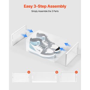 12-Pack Stackable <b>Shoe</b> <b>Storage</b> Boxes PET Plastic Modular Organizers <b>Space</b>-<b>Saving</b> Sneaker <b>Storage</b> Fit US Size 11 Lightweight - Product Image 3