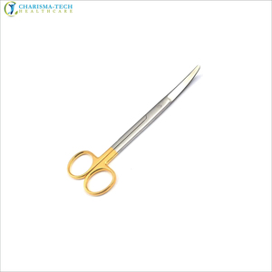 Tijeras Quirúrgicas Premium TC Mayo para Disección, Mango Dorado, Rectas y Curvas, con Incrustaciones de Carburo de Tungsteno de Alta Resistencia - Product Image 1