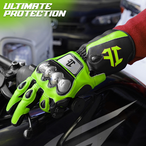 Gants de moto en cuir vert et noir, gants de course intégraux avec protection des articulations, gants de moto sportifs, fabrication OEM sur mesure, vente en gros - Product Image 3