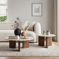 Table basse moderne minimaliste, design pliable, durable, facile à nettoyer, métal + bois, pour un salon contemporain