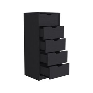 Comò Kamran a cinque cassetti dal design stretto con finitura nero wengue - Product Image 6