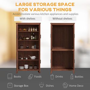 64\" Brown Freestanding <b>Kitchen</b> <b>Pantry</b> 4-Door Storage Cabinet with 3 Adjustable Shelves - Product Image 4