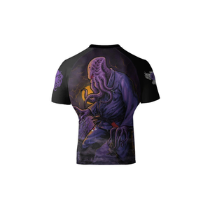 Camiseta de Manga Corta para Hombre, Cuello Redondo, Ajustada, de Secado Rápido, con Estampado de Pulpo Gótico Negro, Impresión por Sublimación - Product Image 5