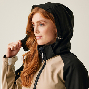 OEM <b>Women</b> Hooded Softshell <b>Jacket</b> Casual Outdoor Wind Resistant Full Zip Utility Pocket Lightweight Performance Outerwear Wear - Product Image 5