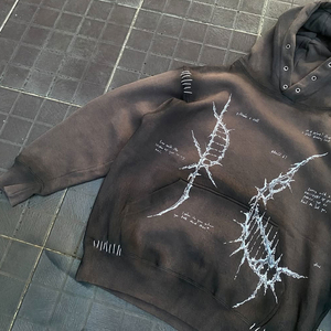 Hoodie unisexe à coupe ample, col rond, effet délavé, écologique, en coton, tricoté, avec double poche, style streetwear - Product Image 5