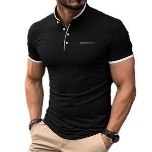 Camisa de Manga Corta Azul Marino para Hombre, con Botones, Informal, Tejida, 100% Algodón, de Secado Rápido, Transpirable, Corte Regular, 2026, Venta al Por Mayor - Product Image 3