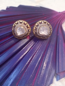 Vintage Classic 22k Gold Plated Oval Shape <b>Stud</b> <b>Earrings</b> with <b>Crystal</b> Rhinestones Bezel Setting Women's Everyday Wear Party Gift - Product Image 6