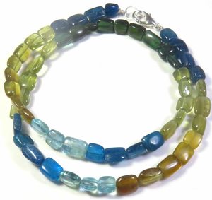 Collier en apatite naturelle multicolore de 16 pouces, provenant du Brésil, 6-8 mm, poli, baguette, percé au centre - Product Image 1