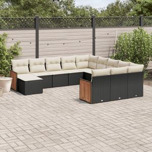 Ensemble de canapés de jardin Majestic en rotin noir, meubles d'extérieur avec coussins en mousse haute densité, design contemporain imperméable - Product Image 3